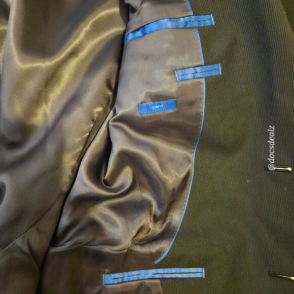 EGARA Suit Jacket Men's Black Slim Fit Wool Blend 40 long - Picture 7 of 8